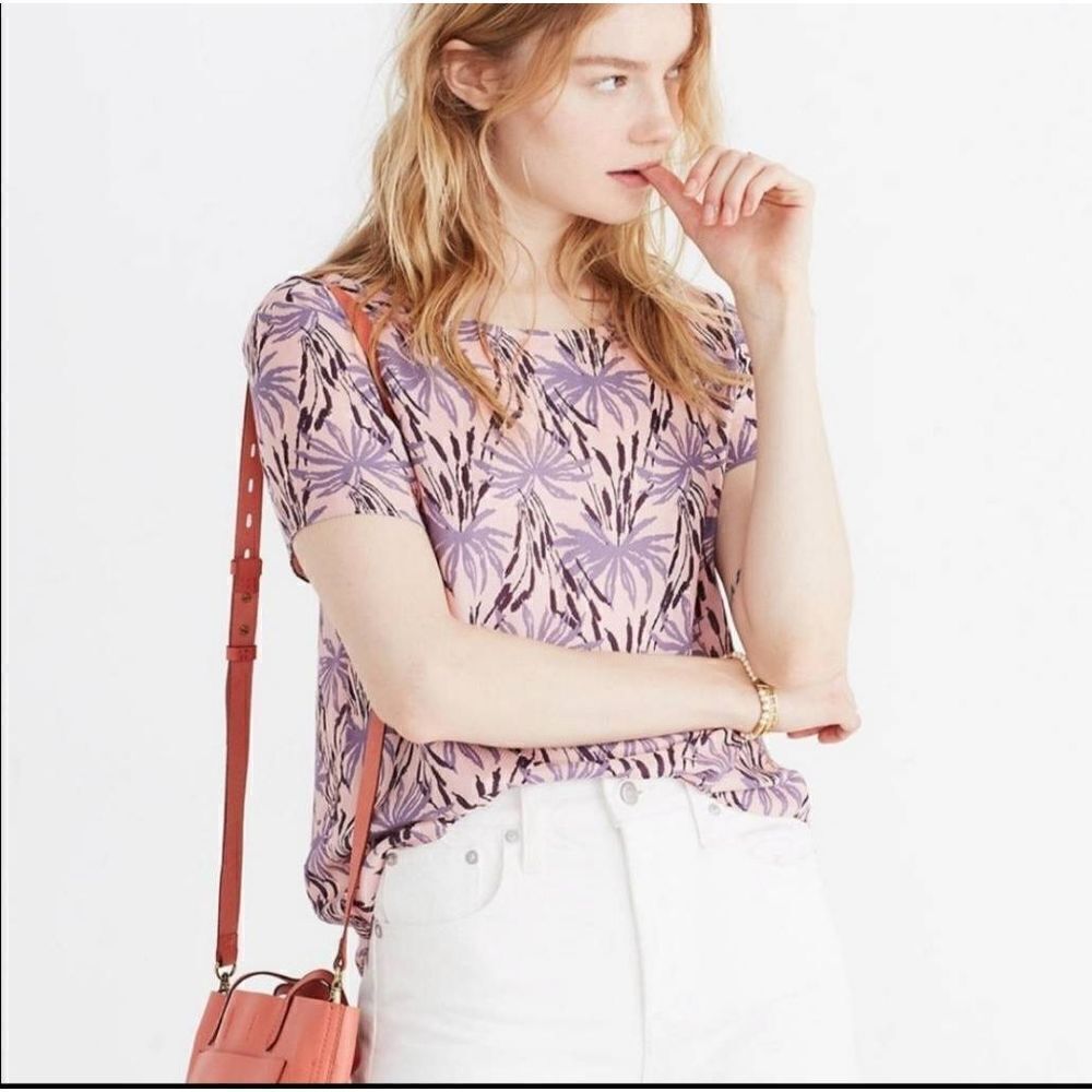 Madewell viscose pink palm sz medium soft blouse